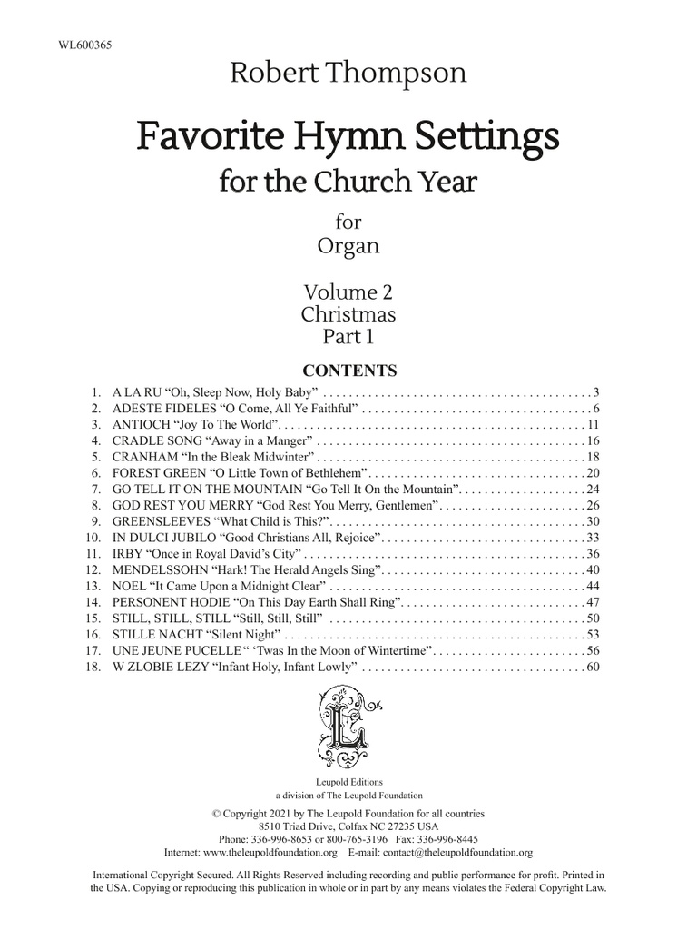Favorite Hymn Settings for the church year Vol. 2: Christmas Part I