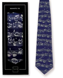 Krawatte Notenblatt blau