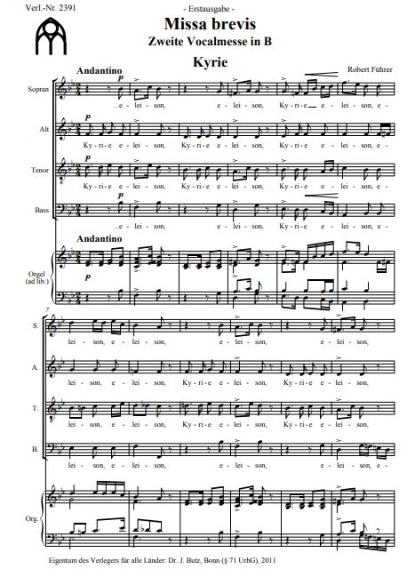 Missa brevis - Zweite Vocalmesse in B