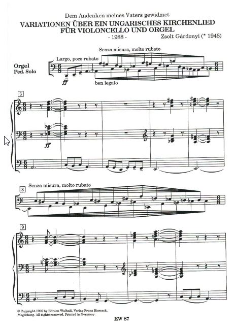Variationen über ein Ungarisches Kirchenlied