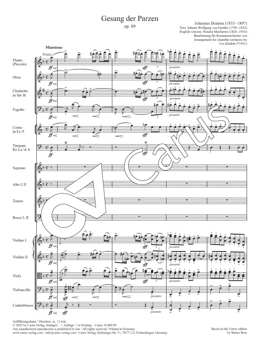 Gesang der Parzen op. 89