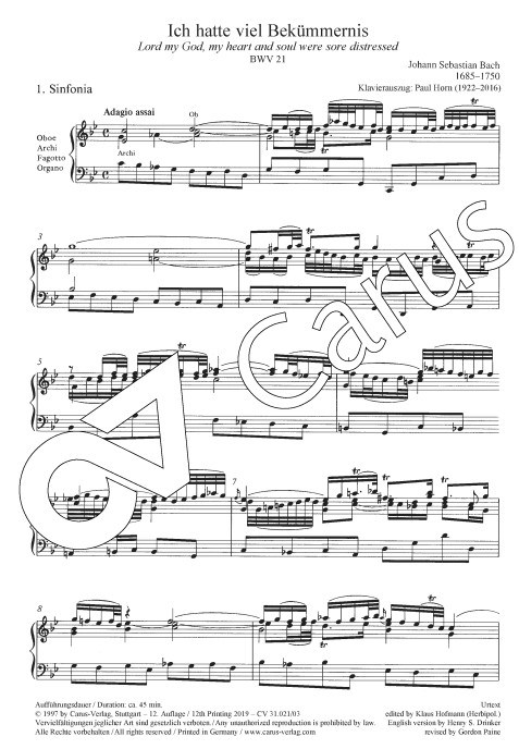 Ich hatte viel Bekümmernis, BWV 21