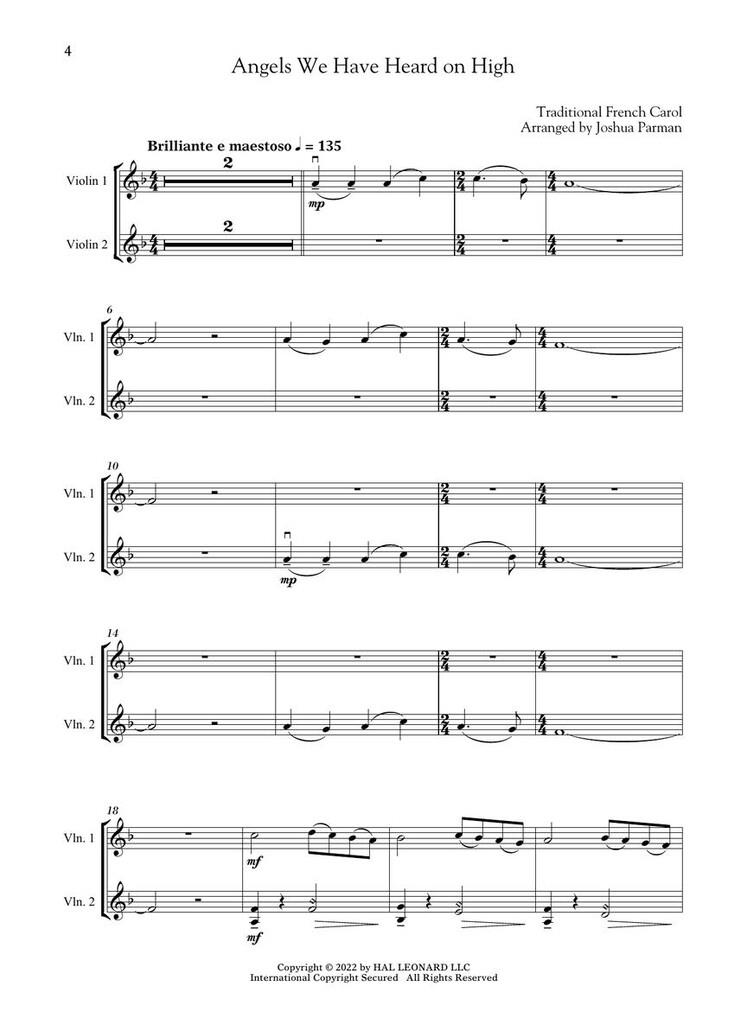 Christmas Carols for Violin Duet and Piano