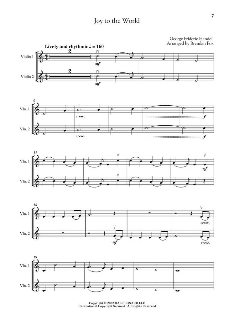 Christmas Carols for Violin Duet and Piano