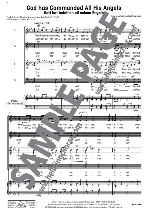 God has commanded all his angels / Gott hat befohlen all seinen Engeln