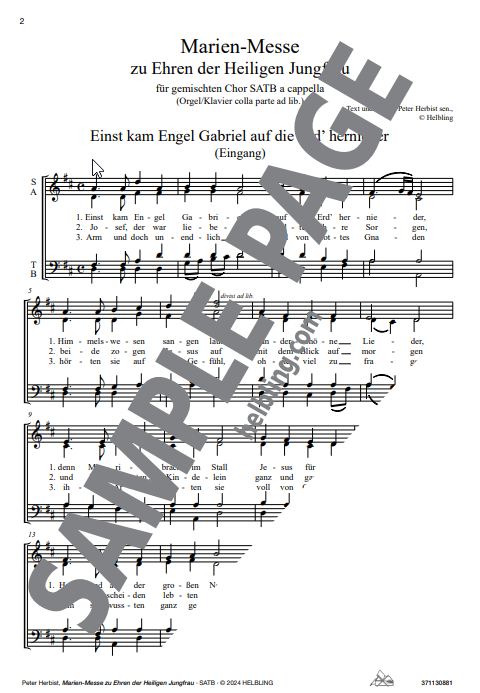 Marien-Messe zu Ehren der Heiligen Jungfrau