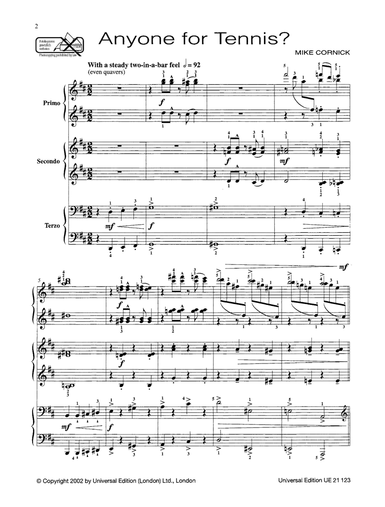 3 Pieces for 6 Hands at 1 Piano