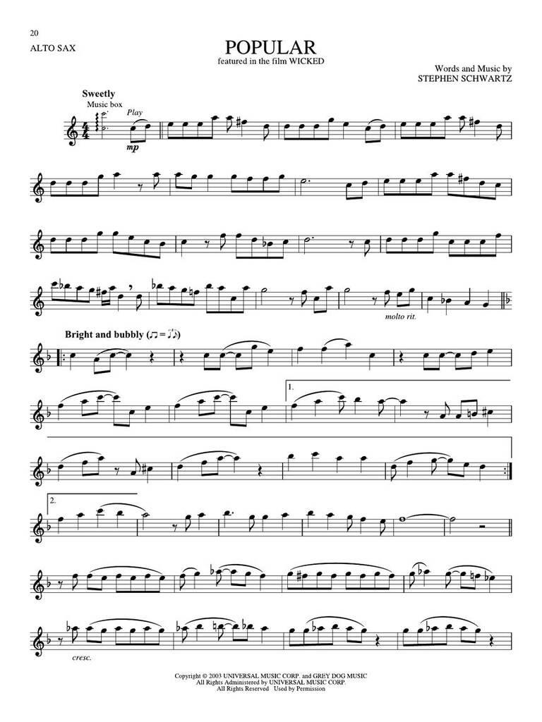 Songs from KPop Demon Hunters, Minecraft, Wicked and more Top Movies - Altsaxophon