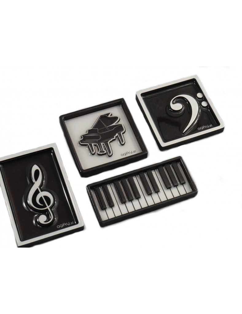 Magnet Bassschlüssel weiß - Framed