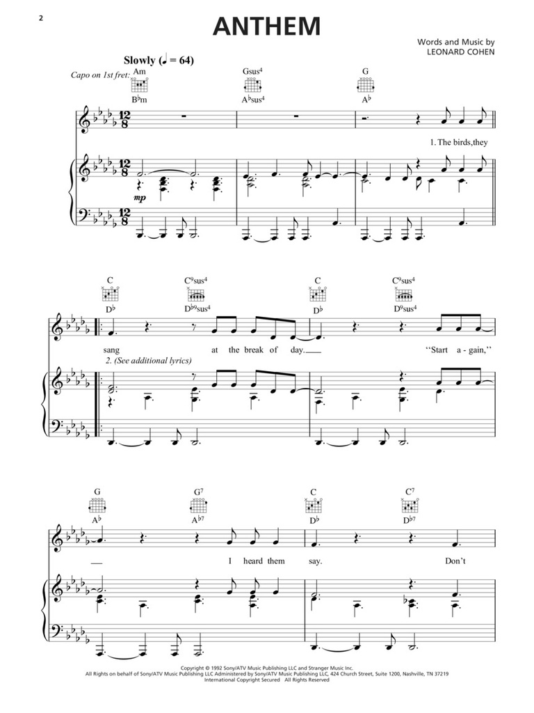 Leonard Cohen - Sheet Music Collection