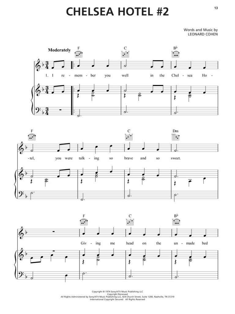 Leonard Cohen - Sheet Music Collection