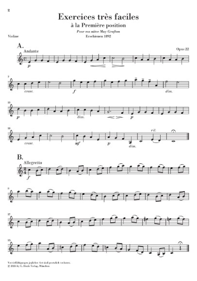 Sehr leichte melodische Übungen in der ersten Lage op. 22