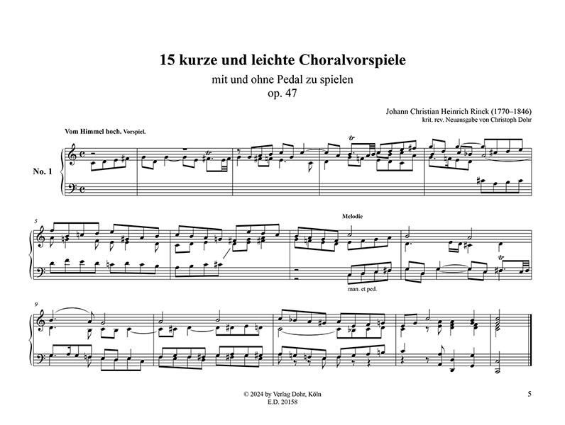 15 kurze und leichte Choralvorspiele op. 47
