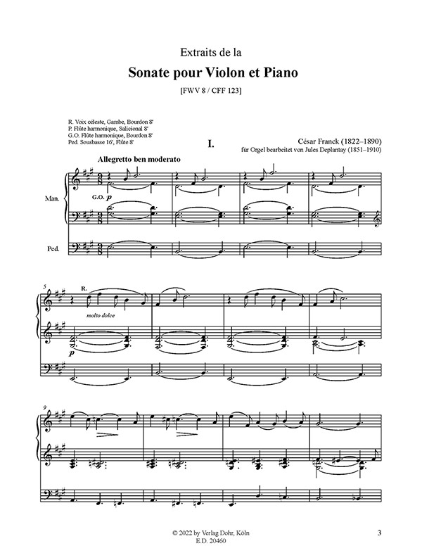 Sonate pour Violon et Piano FWV 8 / CFF 123 - Auszüge