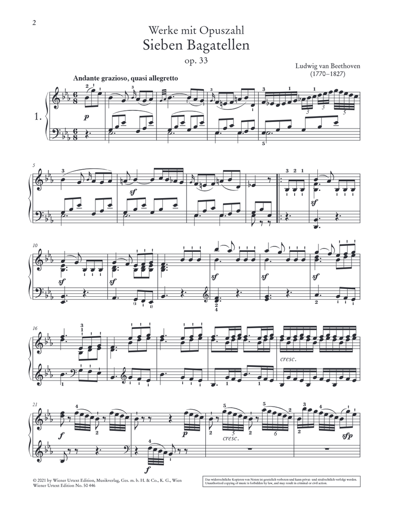 Bagatellen op. 33, 119, 126, WoO 52, 56, 216 und 214