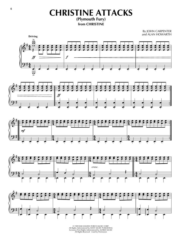 John Carpenter Sheet Music Collection