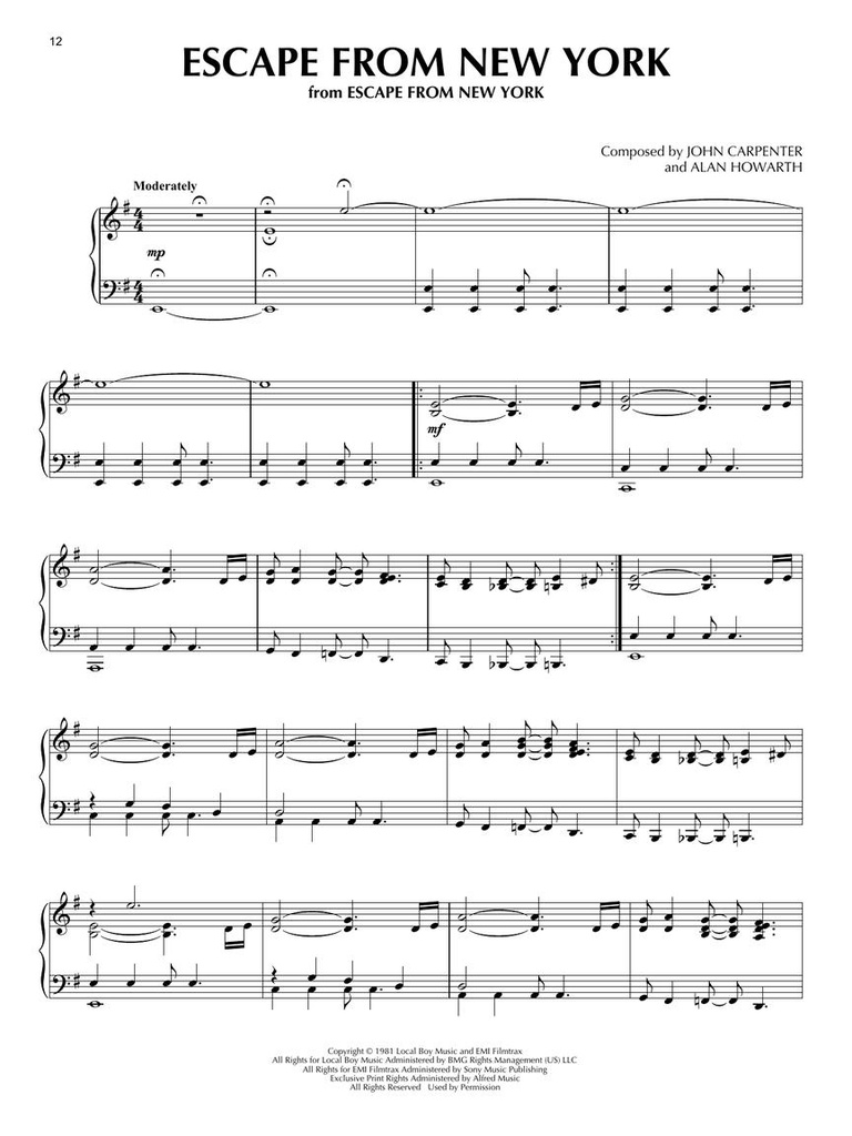 John Carpenter Sheet Music Collection