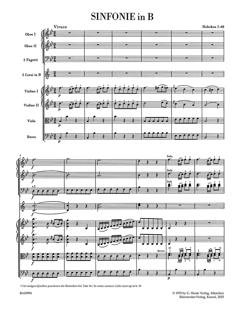 Sinfonie Nr. 68 B-Dur Hob. I:68
