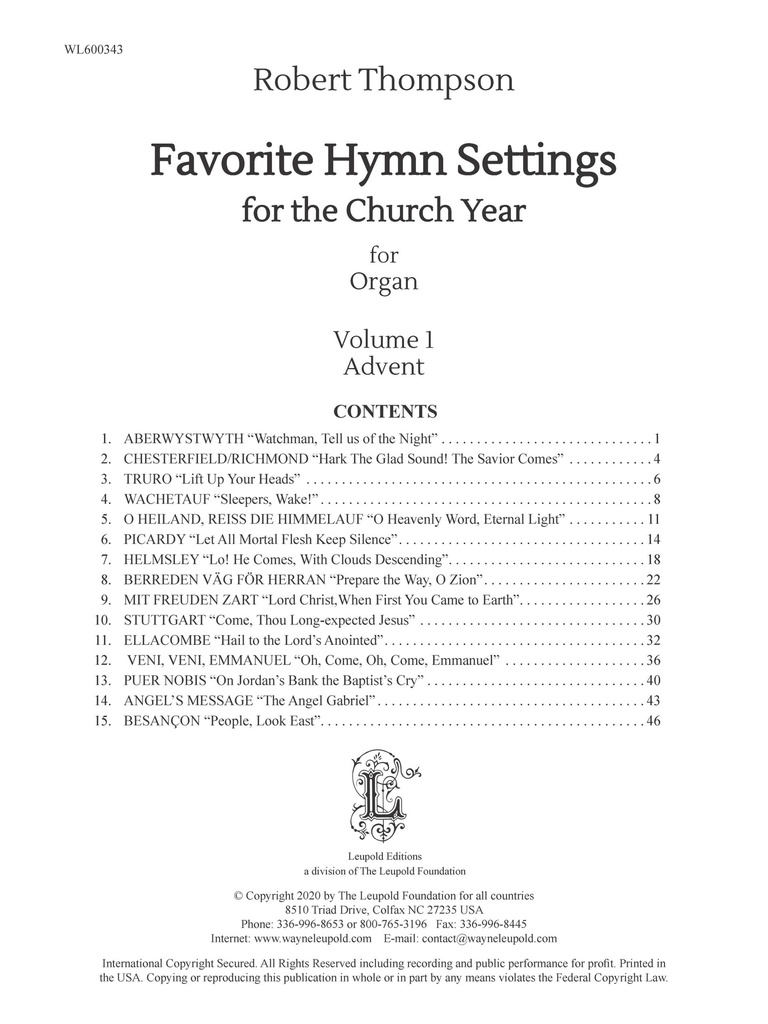Favorite Hymn Settings for the church year Vol. 1: Advent