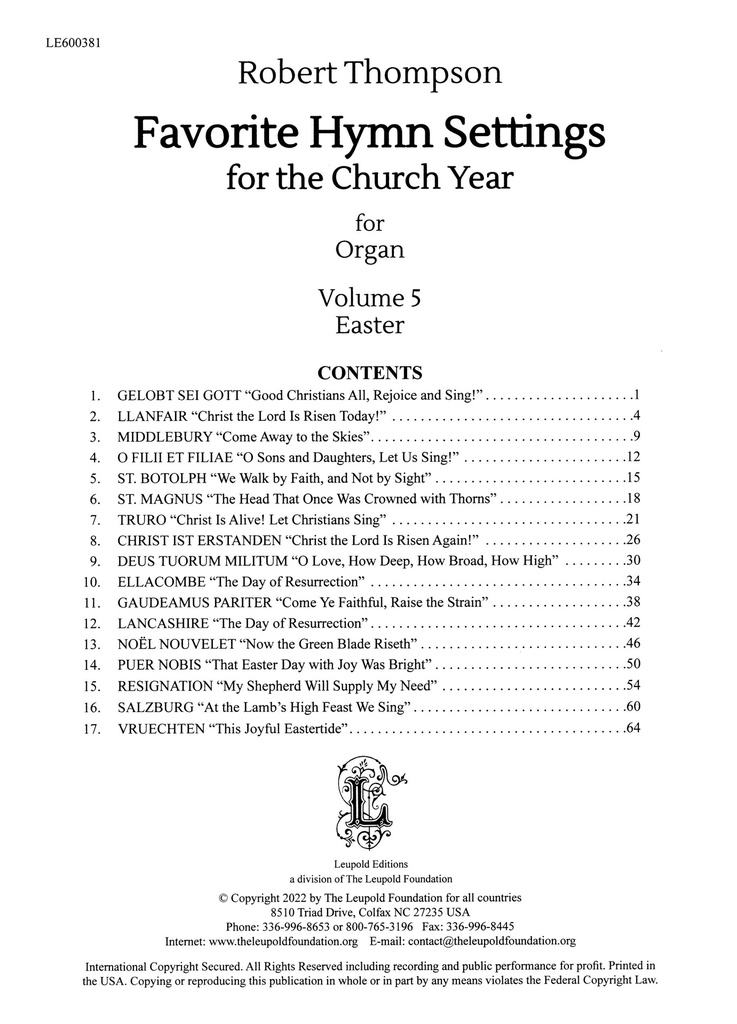 Favorite Hymn Settings for the Church Year Vol. 5: Easter