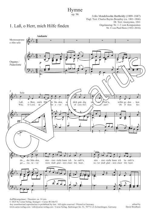 Drei geistliche Lieder und Fuge op. 96 (Hymne)