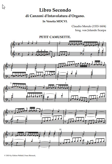 Canzoni d'Intavolatura d'Organo Libro Secondo
