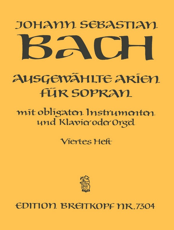 Ausgewählte Arien für Sopran mit obligaten Instrumenten  - Viertes Heft