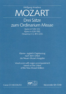 Drei Sätze zum Ordinarium Missae, KV 33, KV 90, KV 223