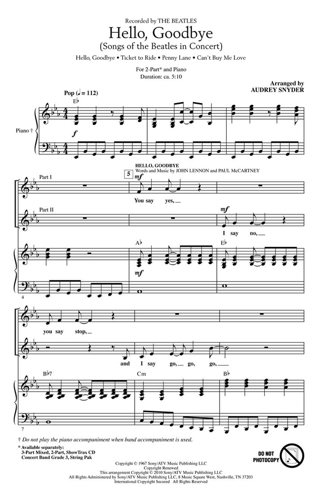 Hello, Goodbye - Songs of the Beatles in Concert - Medley