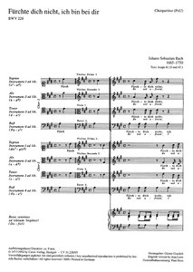 Fürchte dich nicht, ich bin bei dir, BWV 228