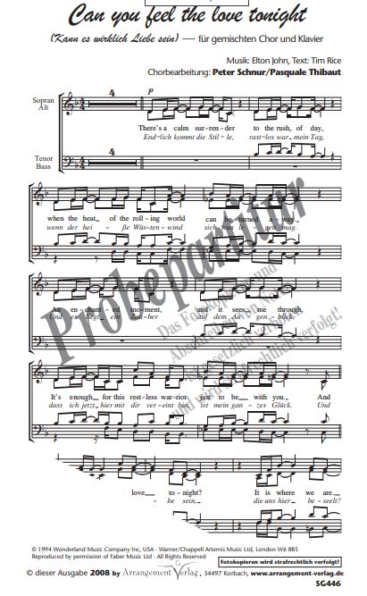 Can you feel the love tonight / Kann es wirklich Liebe sein