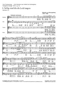 Zum Totensonntag - Acht Motetten zum Schluß des Kirchenjahres, aus op. 92