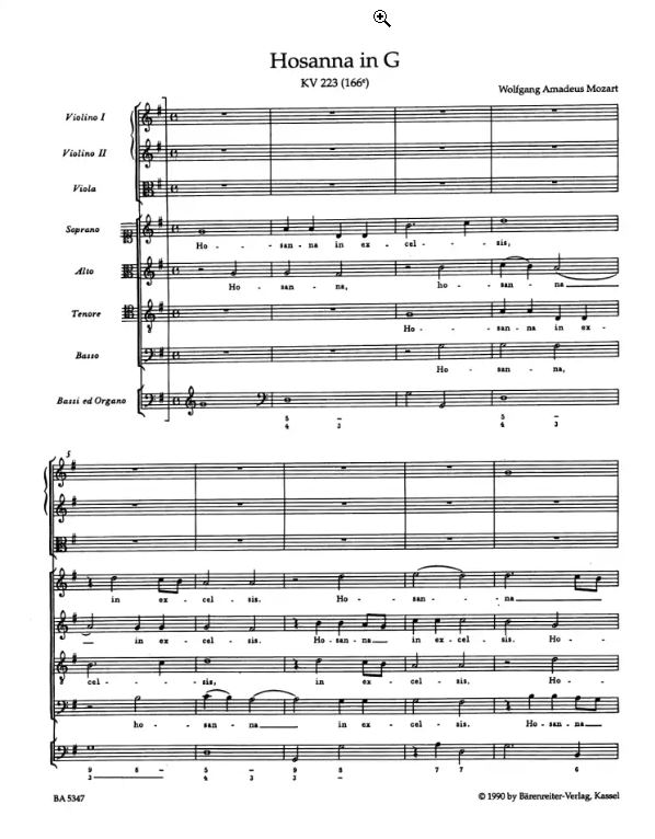 Hosanna in G, KV 223
