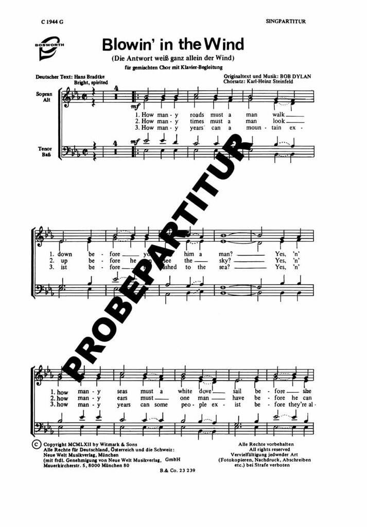 Blowin' in the wind / Die Antwort weiß ganz allein der Wind