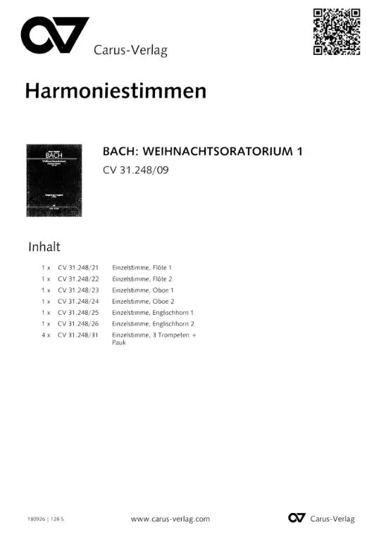 Weihnachtsoratorium Teil I - III, BWV 248