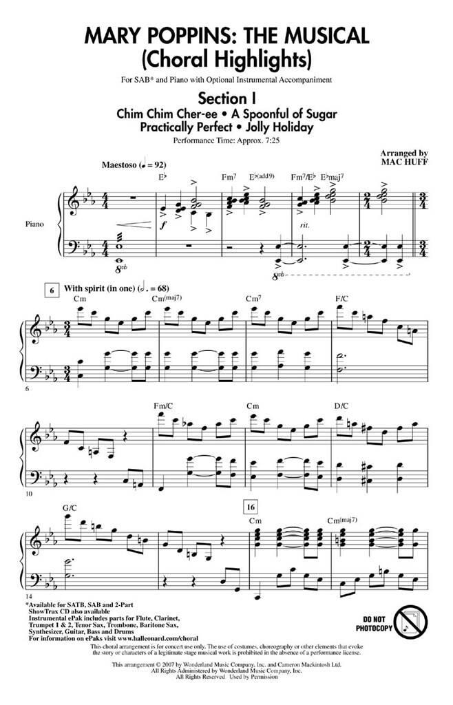 Mary Poppins : The Musical - Choral Highlights