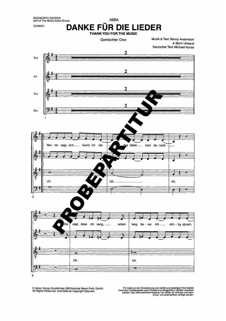 Thank you for the music / Danke für die Lieder