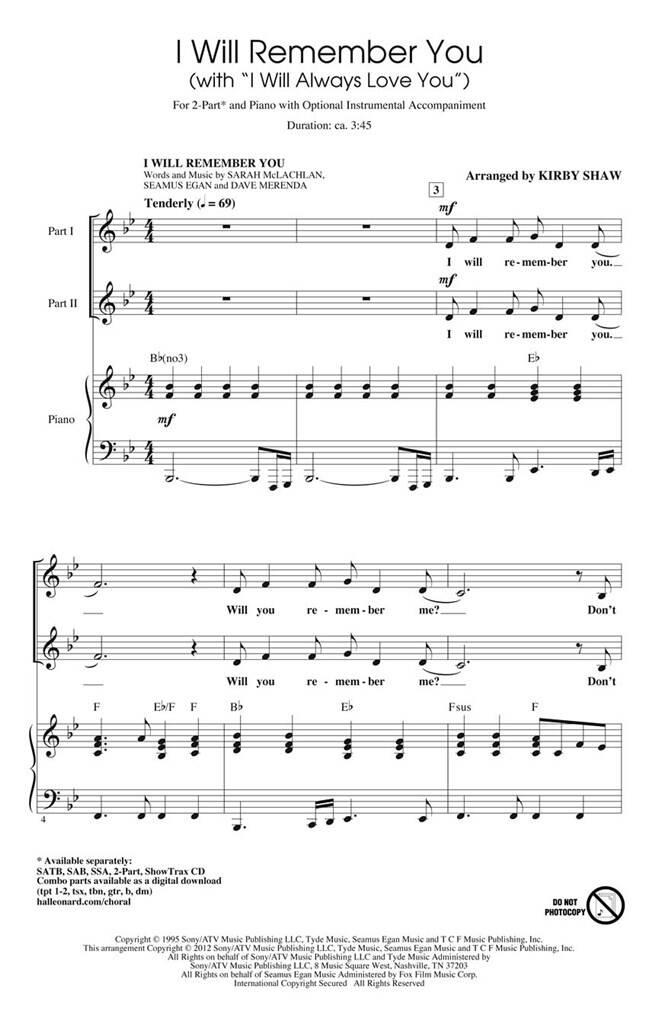 I will remember you, with I will always love you