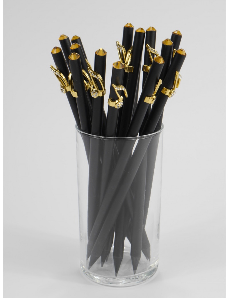 Bleistift mit Achtelnoten-Charm & Kristall Gold
