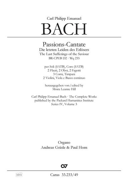 Passions-Cantate - Die letzten Leiden des Erlösers Wq 233/BR-CPEB D 2