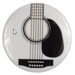 Magnet Button Gitarre Weiß/Glitter