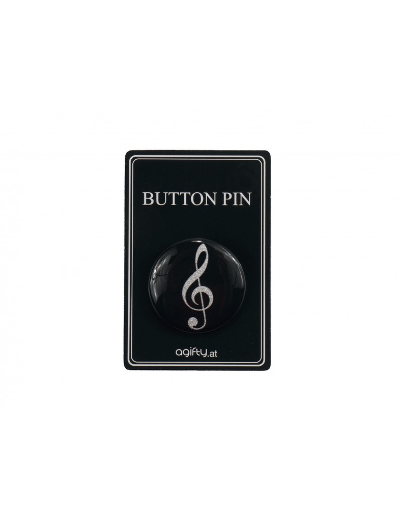 Ansteckbutton Violinschlüssel silber/glitter