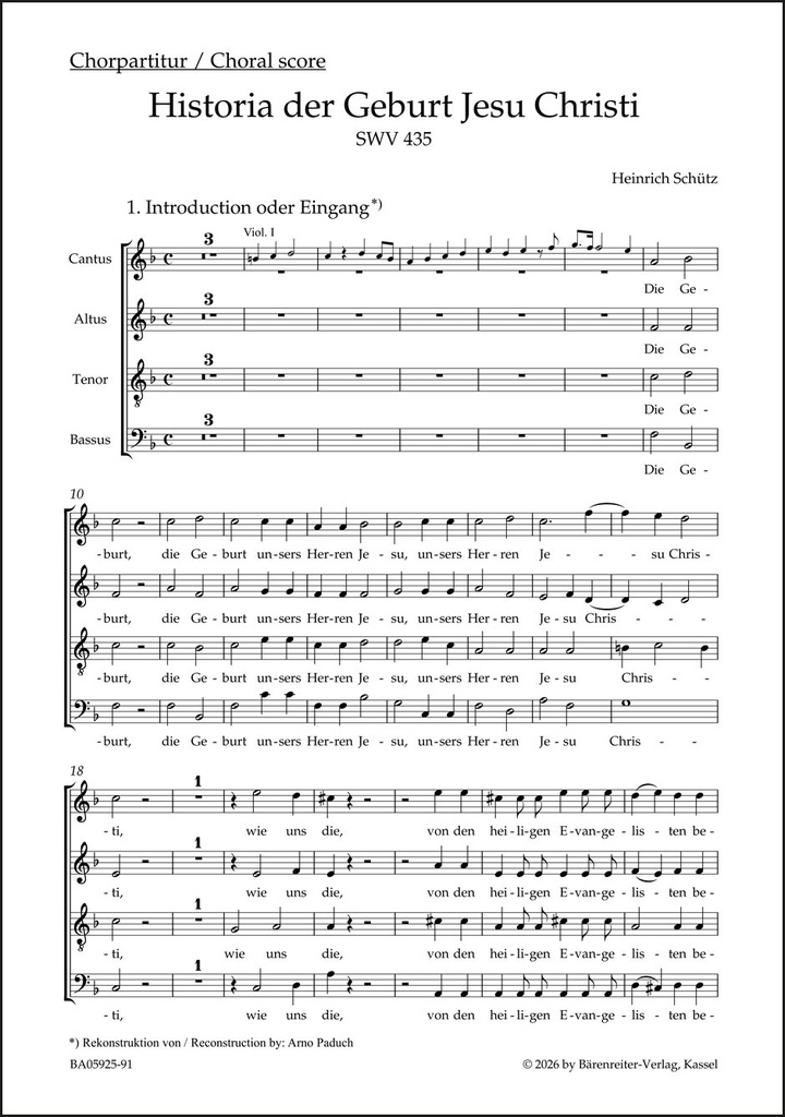 Historia der Geburt Jesu Christi SWV 435