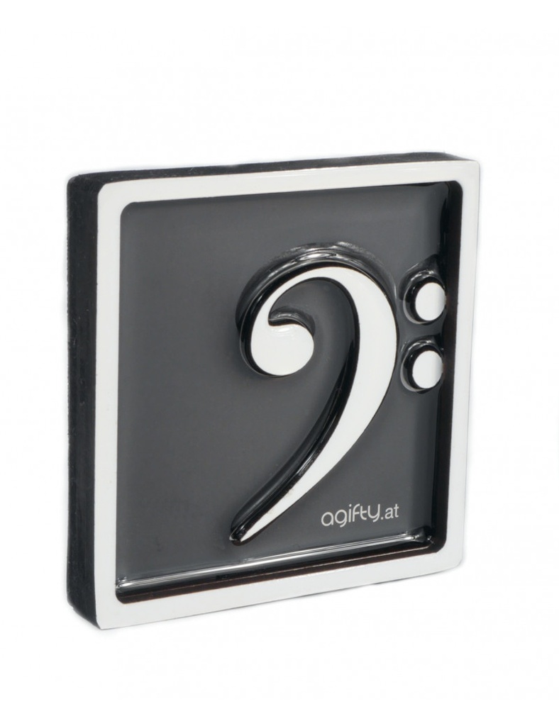 Magnet Bassschlüssel weiß - Framed