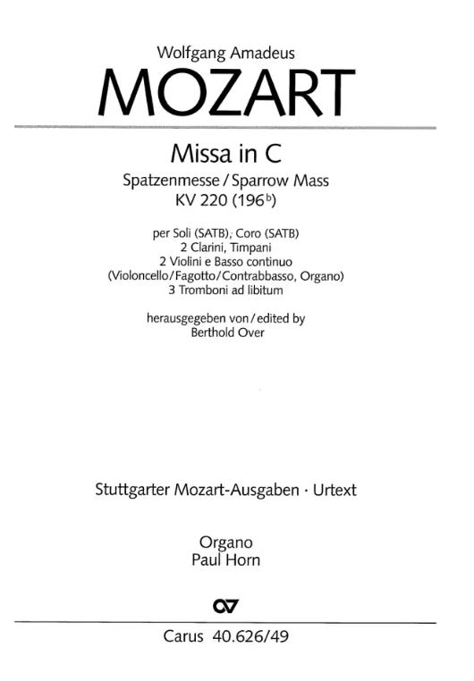 Missa in C KV 220 (Spatzenmesse)