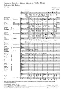 Herr, nun lässest du deinen Diener im Frieden fahren / Selig sind die Toten, SWV 281