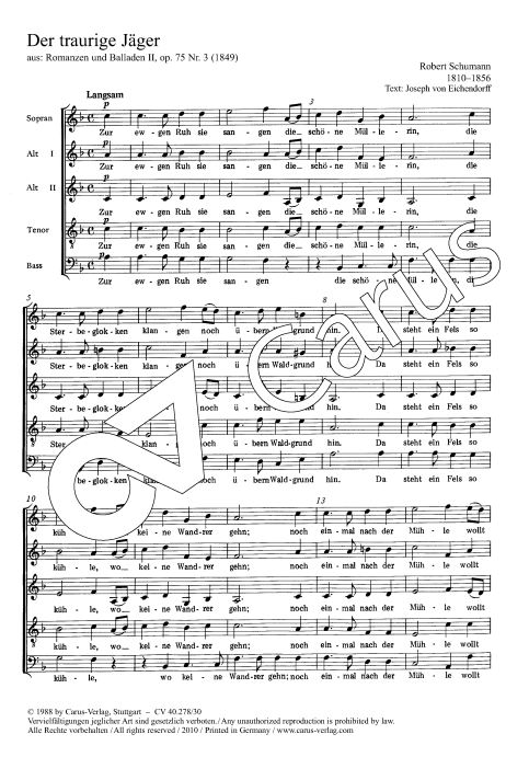 Der traurige Jäger, op. 75/3