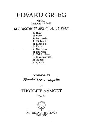 12 Melodier til dikt av A. O. Vinje op. 33