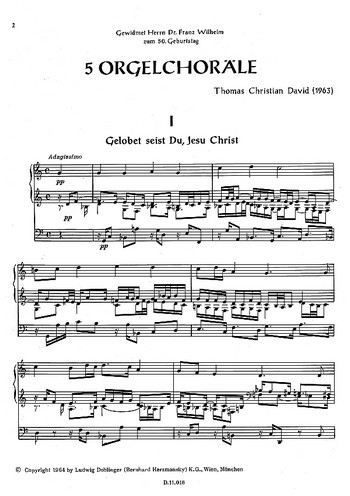 [02-00263] 5 Orgelchoräle