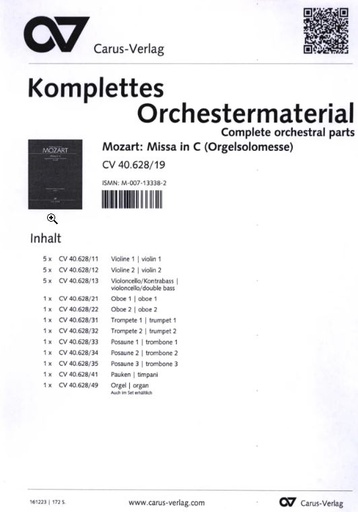 [326015] Missa in C, KV 259 (Orgelsolomesse)